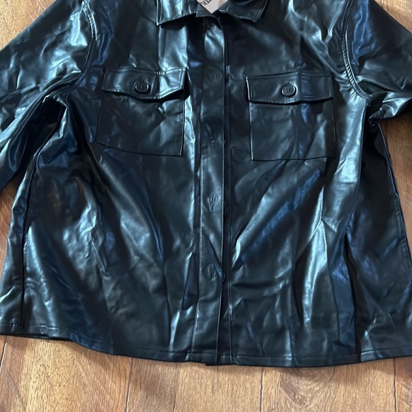 NWT Black Faux Leather Jacket GiGio Plus + XL - Picture 4 of 15